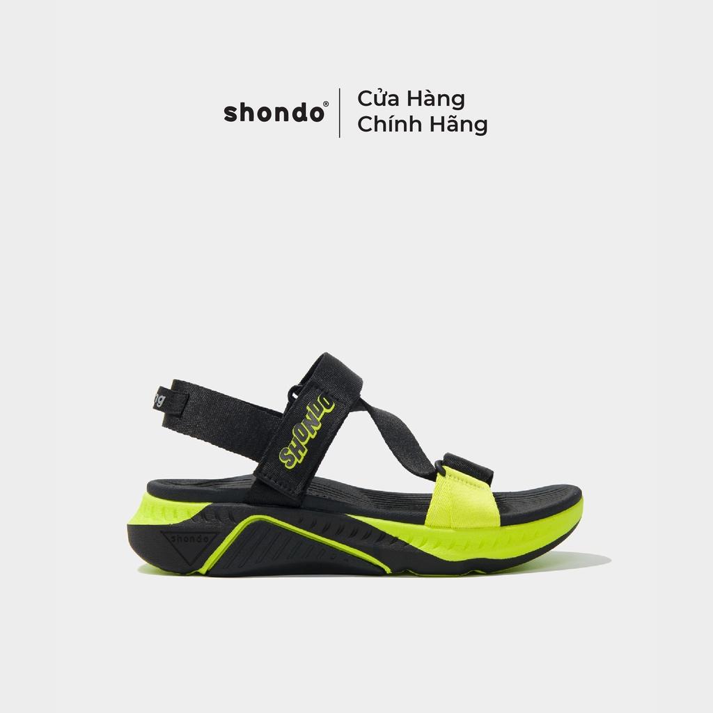 Giày Sandals Nam Nữ Shondo F7 Racing Đế Đen Phối Xanh Dạ F7R1040