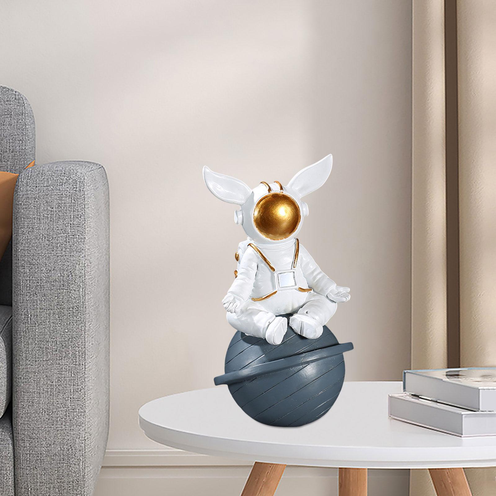 Spaceman Figurine Sculpture Astronaut Statue for Bookshelf Tabletop Bookcase