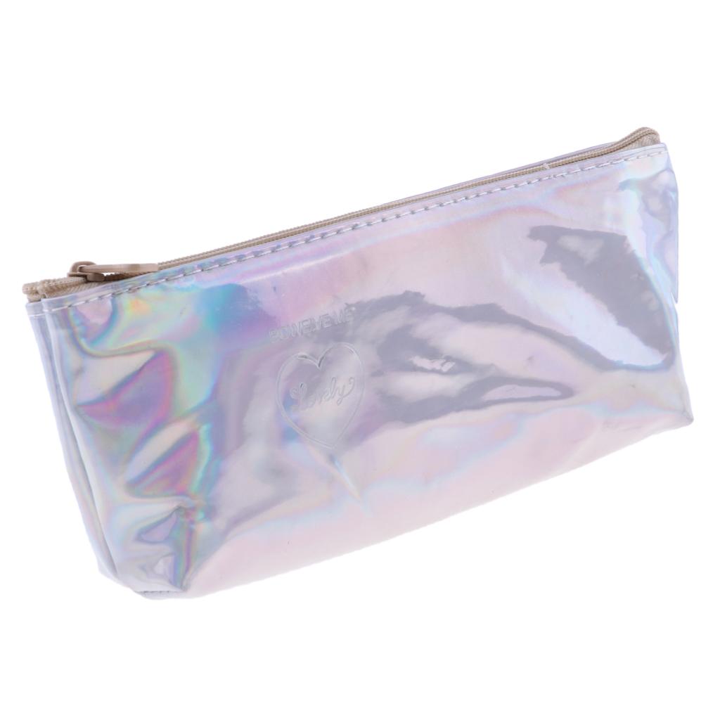 Soft Zipper Pouch Pencil Pen Case Holder Cosmetic Makeup Bag Purse Gold