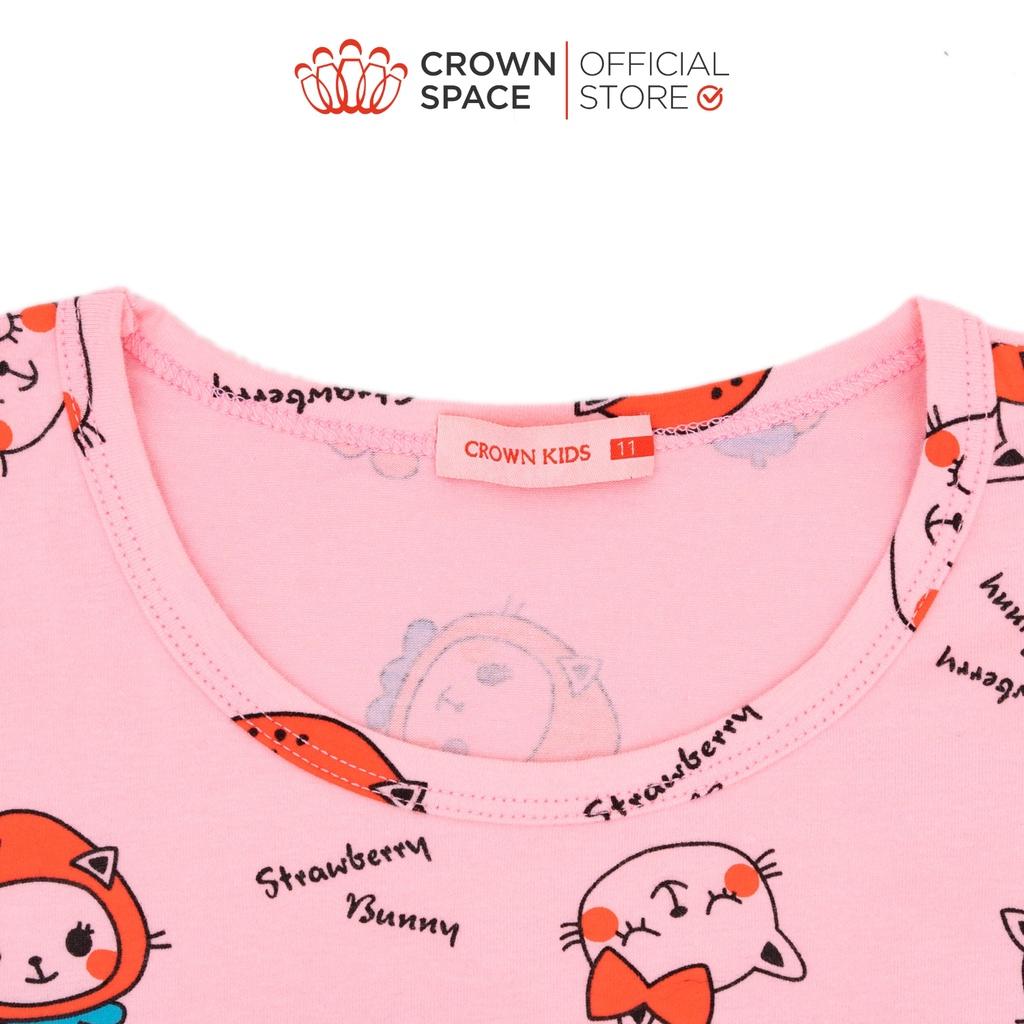 Bộ Mặc Nhà Dài Tay Bé Gái Crown Space Cao Cấp - Cotton Thoáng Mát Họa Tiết Dễ Thương CKGL5911713 Size 17-33Kg