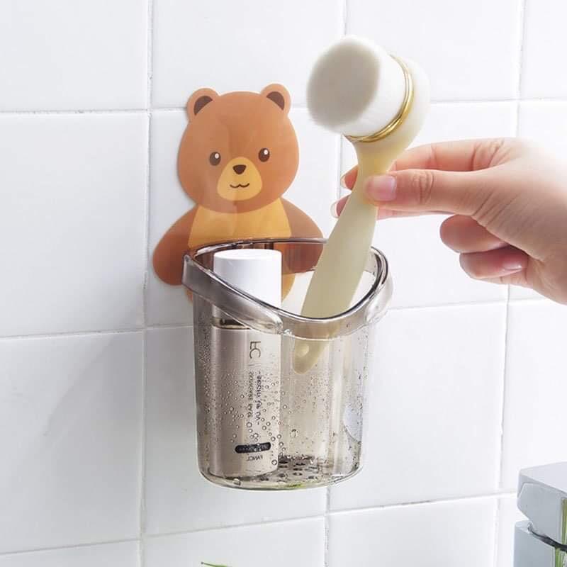 Cốc Gấu Dán tường dễ thương để bàn chải đánh răng