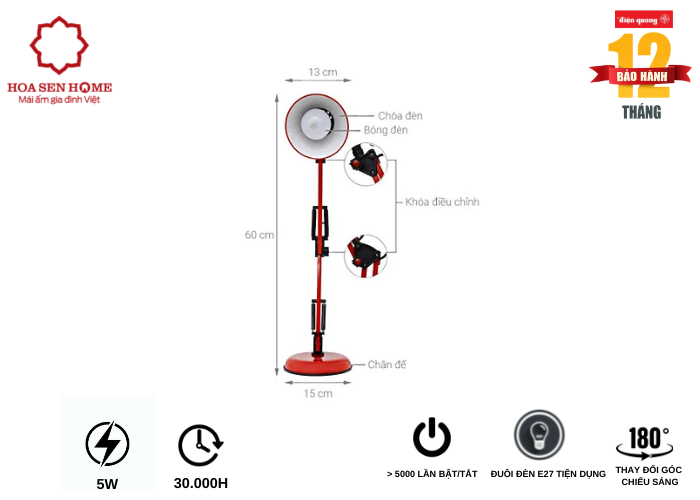 Đèn bàn bảo vệ thị lực Điện Quang DKL14