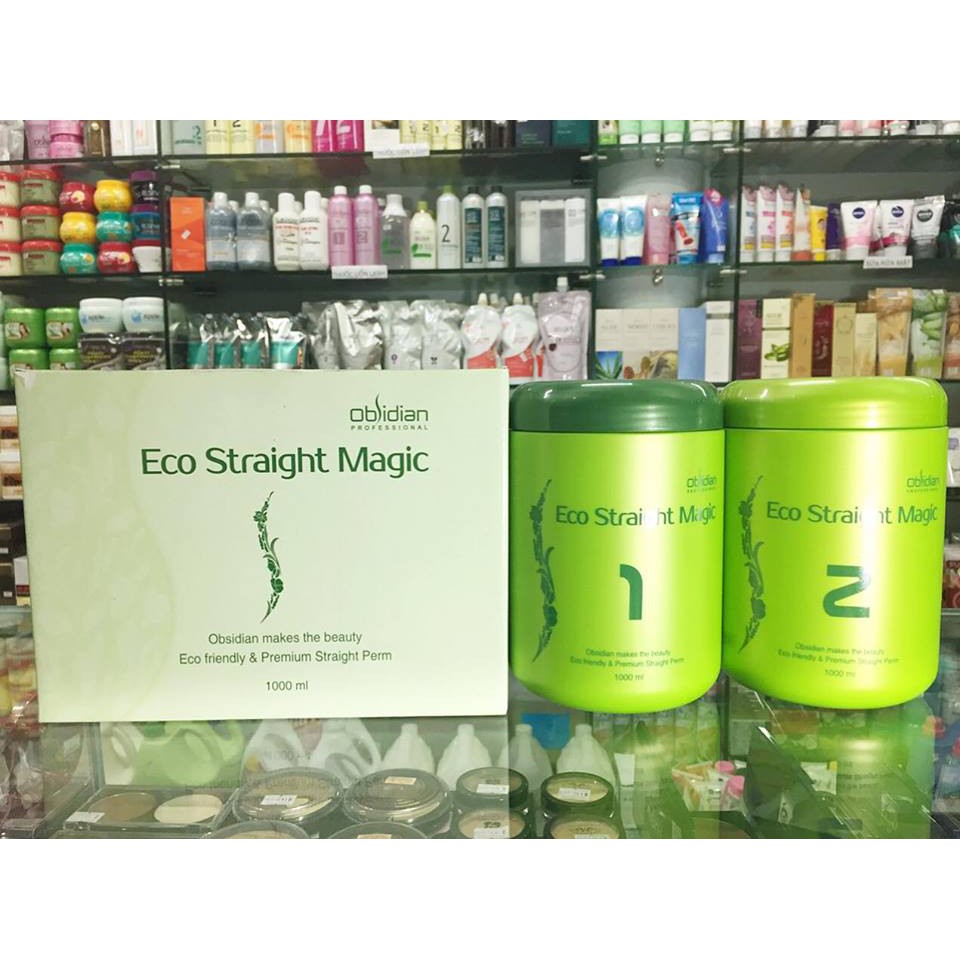 Kem duối tóc sinh thái Eco Straight Magic Obsidian Hàn Quốc (2x1000ml)