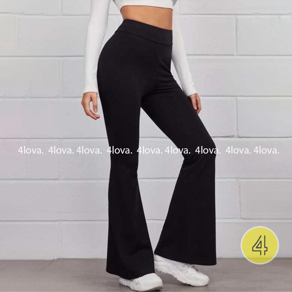 Quần ống loe 4Lova nữ lưng cạp cao co giãn form đẹp legging bigsize chất cotton dày dặn dáng dài Q13