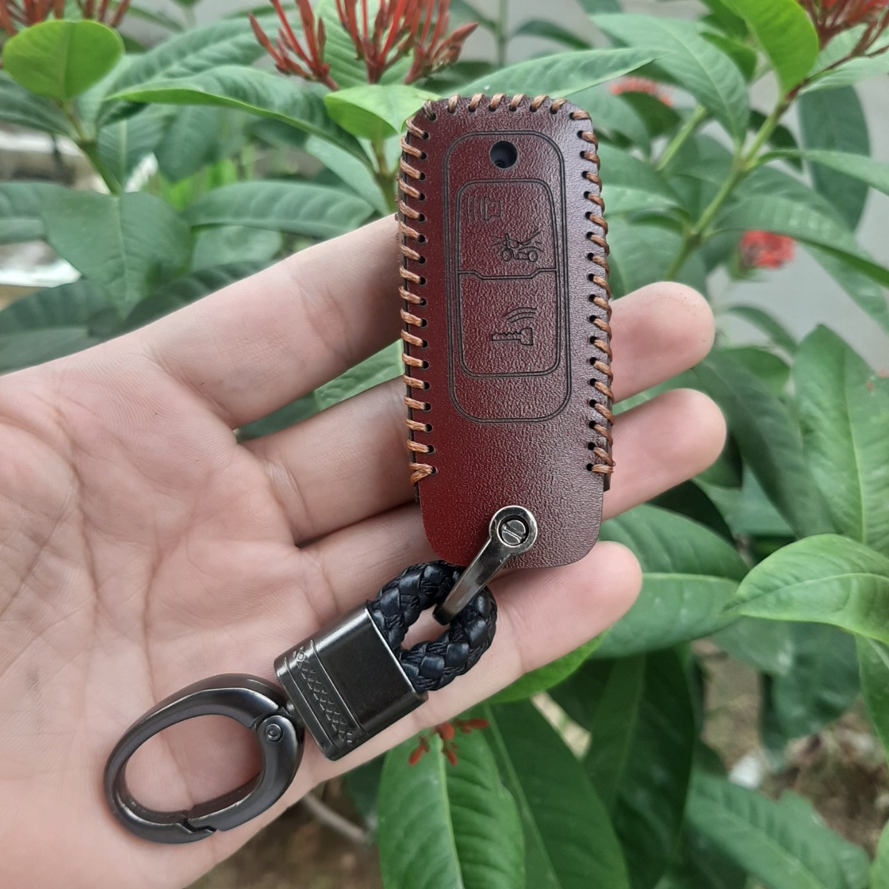 Bao Da Chìa Khóa xe máy Honda SH 2021-2024, SH 350i (loại 2 nút bấm). handmade da thật. Bảo hành 2 năm