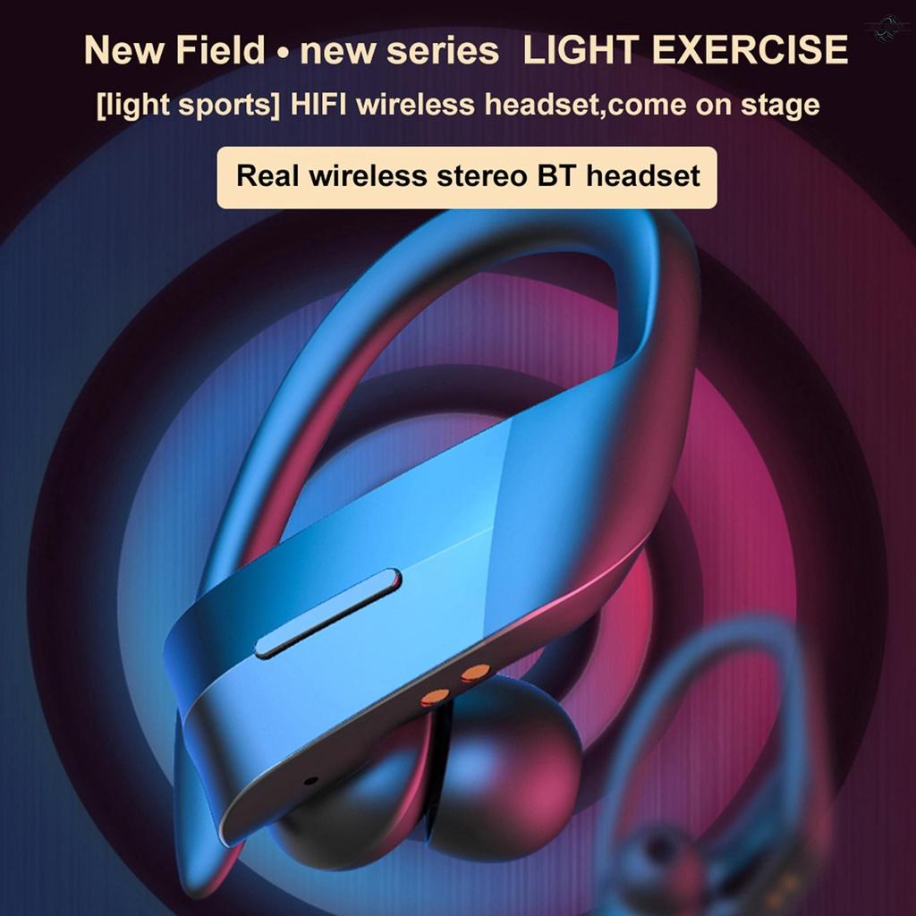Wireless Headset Bluetooth 5.0 300mAh Sport Ear Hook Earphones with Mic Digital Display Music Earbuds for Phones