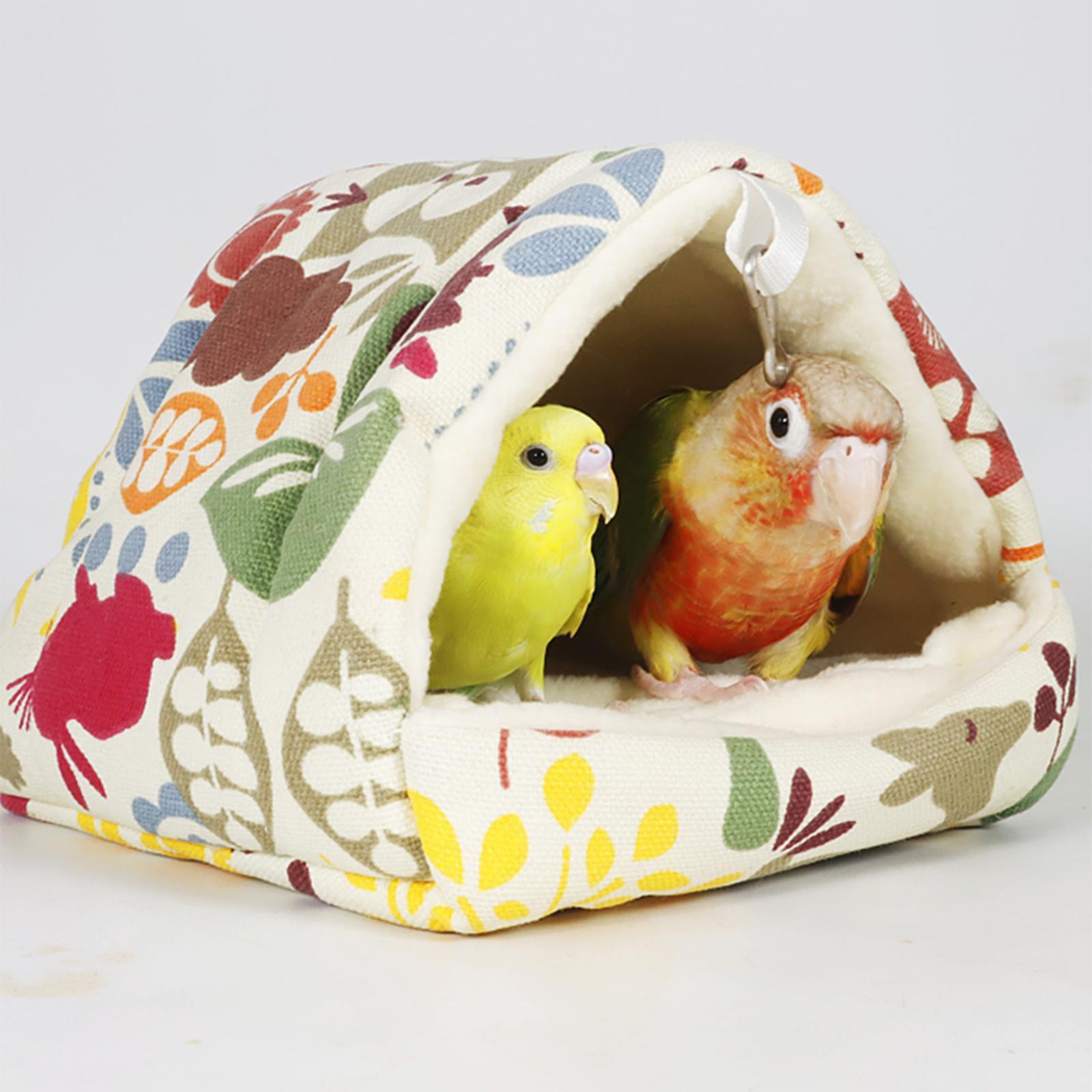 Winter Warm Bird Nest Shed Hut Hanging Hammock Finch Cage Plush Hut Hideaway for Macaw Budgies Parakeet Cockatiels Cockatoo Lovebird