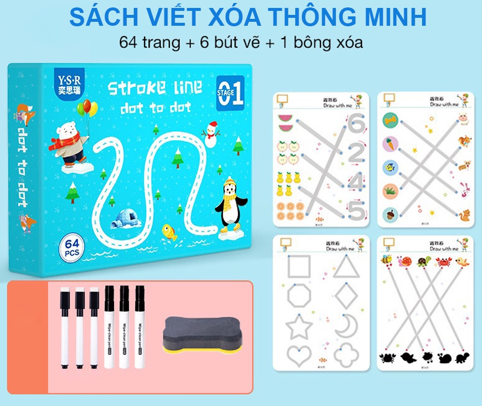 Sách viết xóa được cho bé, sách xóa thông minh - Hàng chính hãng