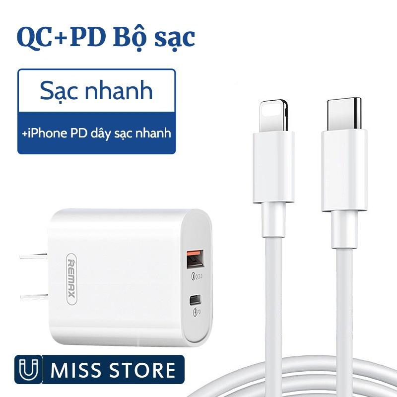 Bộ sạc nhanh Remax RP-U37, 2 cổng USB tích hợp QC3.0 và PD 18W - Hàng Chính Hãng