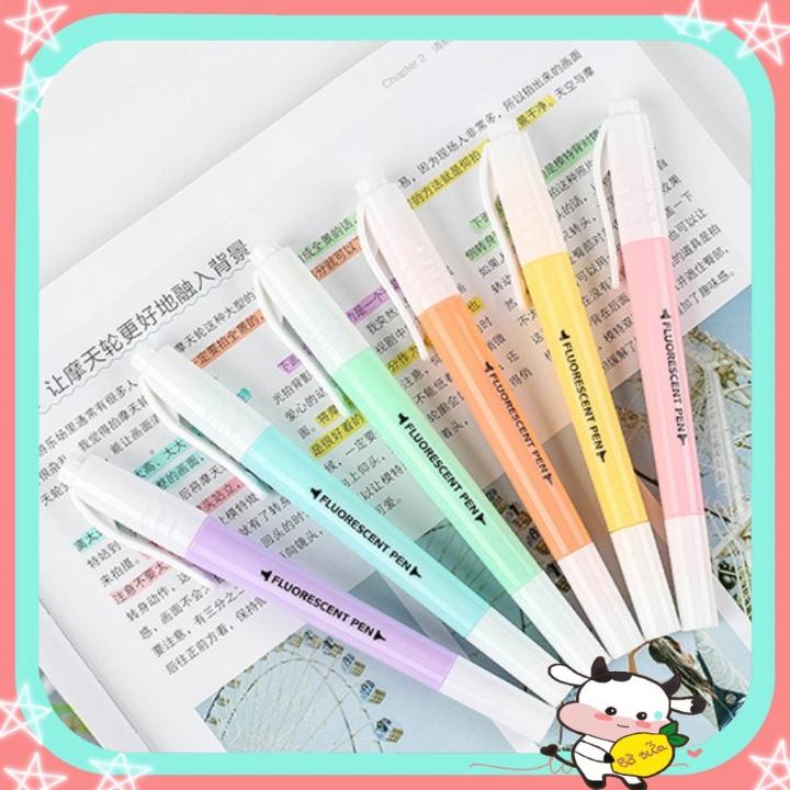 Bút Highlight Pastel 2 Đầu Dạ Quang Nhớ Dòng Nhiều Màu Set