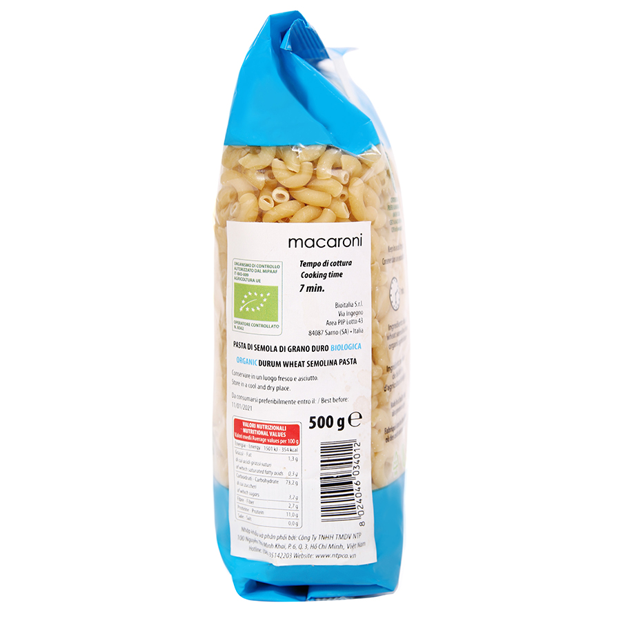 Nui Macaroni Hữu Cơ BioItalia (500g)