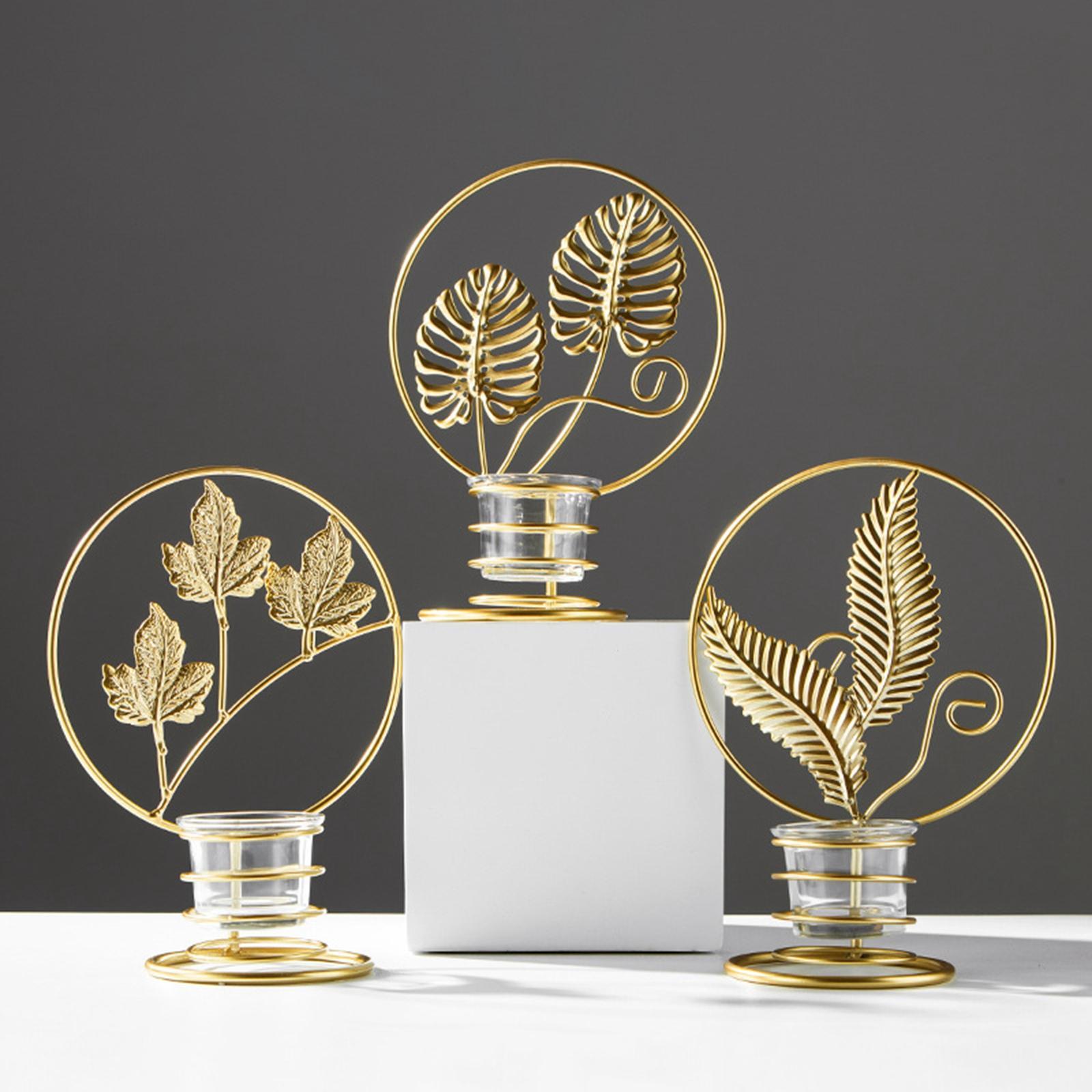 Tea Light Holder Leaves Metal Candle Holder for New Year Wedding Anniversary