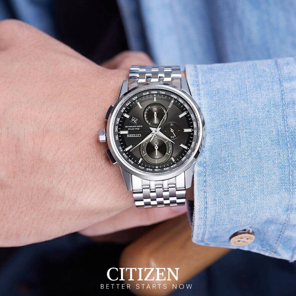 Đồng Hồ Nam Citizen Dây Thép Không Gỉ AT8110-61E - Mặt Đen (Sapphire)