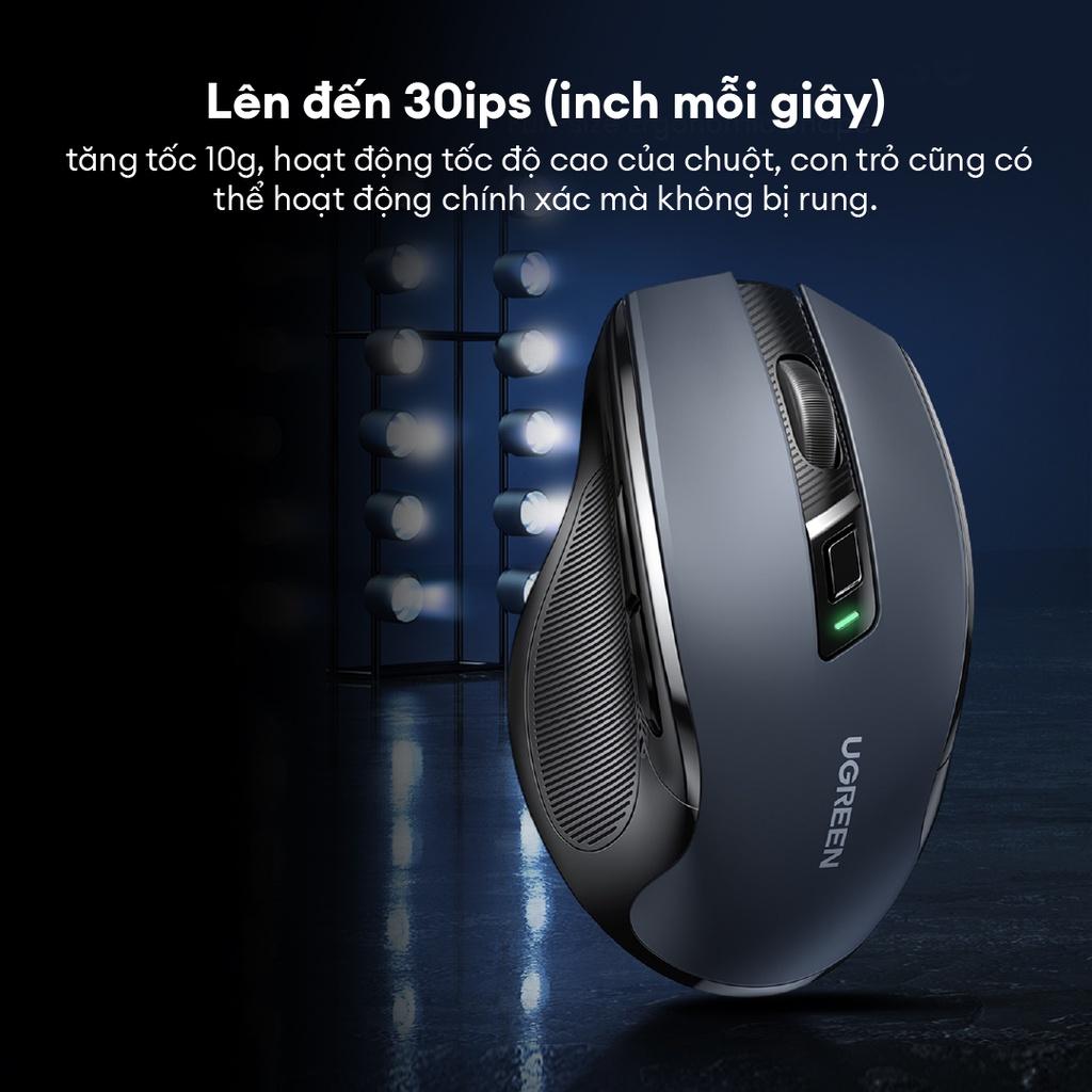 Chuột không dây (Bluetooth 5.0) 2.4G Ugreen MU006 Chế Độ Kép Chuột Ergonomic 4000 DPI | 6 Nút Tắt Tiếng | Hàng chính hãng | Bảo hành 18 tháng 1 đổi 1