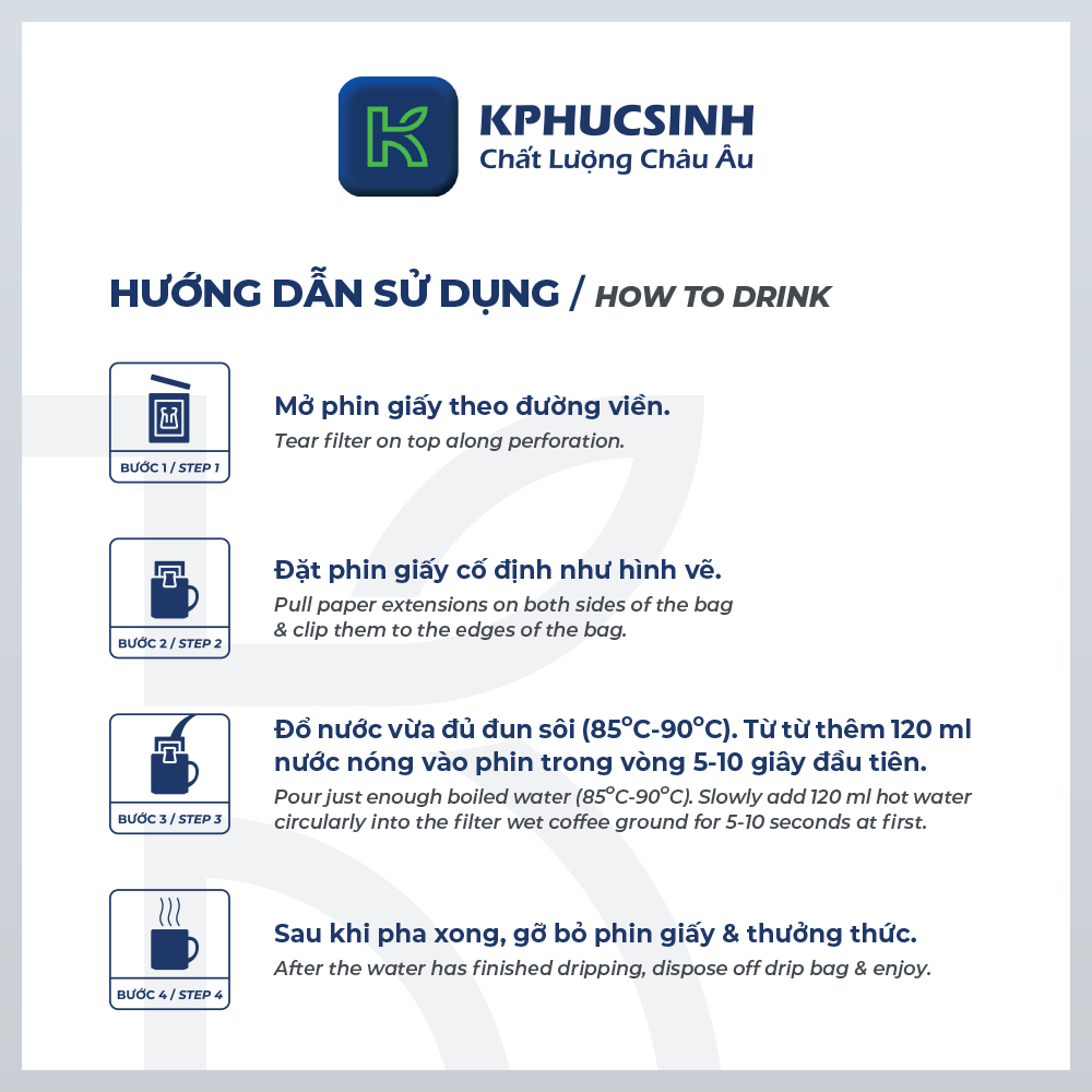 Cà phê phin giấy K Coffee 100% Robusta Arabica cà phê nguyên chất 50g