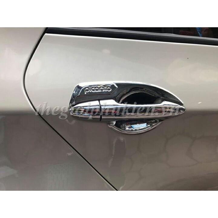 Combo bộ ốp tay nắm cửa mạ Crom và hõm cửa 3M xe Kia Morning 2012-2018
