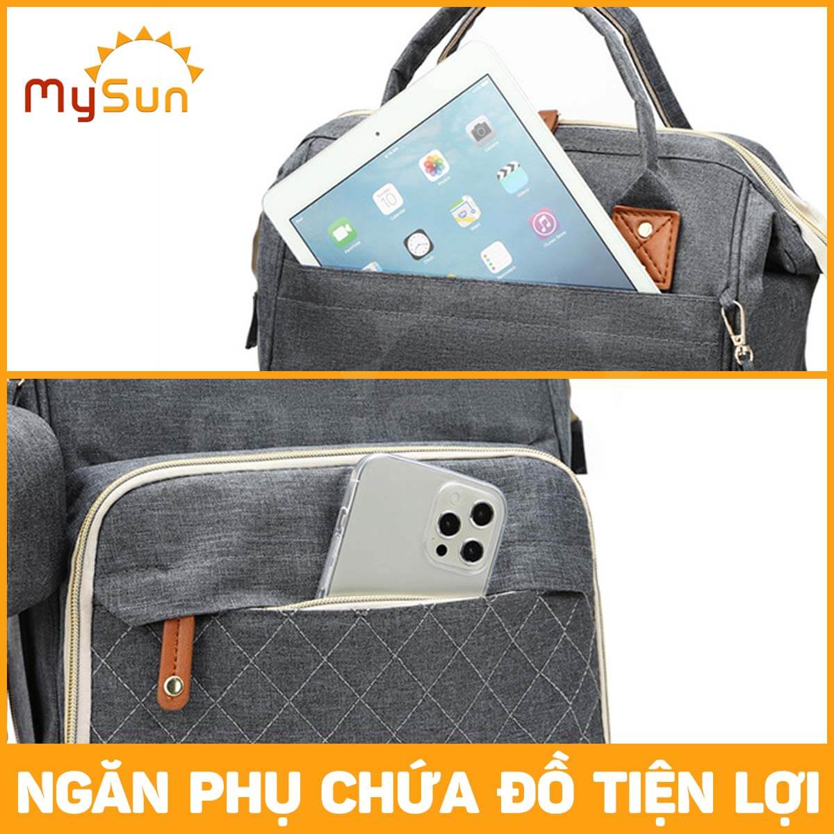 Balo bỉm sữa cho mẹ và bé đa năng giữ nhiệt cao cấp chính hãng MySun Prime