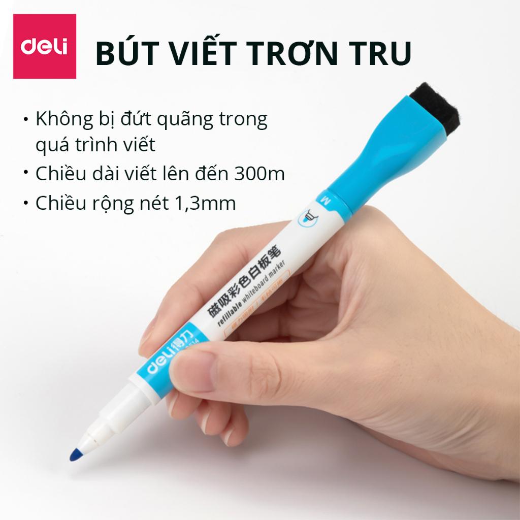 Set Bút lông Deli  viết trên nhiều bế mặt nhiều màu, bút dạ viết bảng trắng 8 màu xoá được cao cấp S514