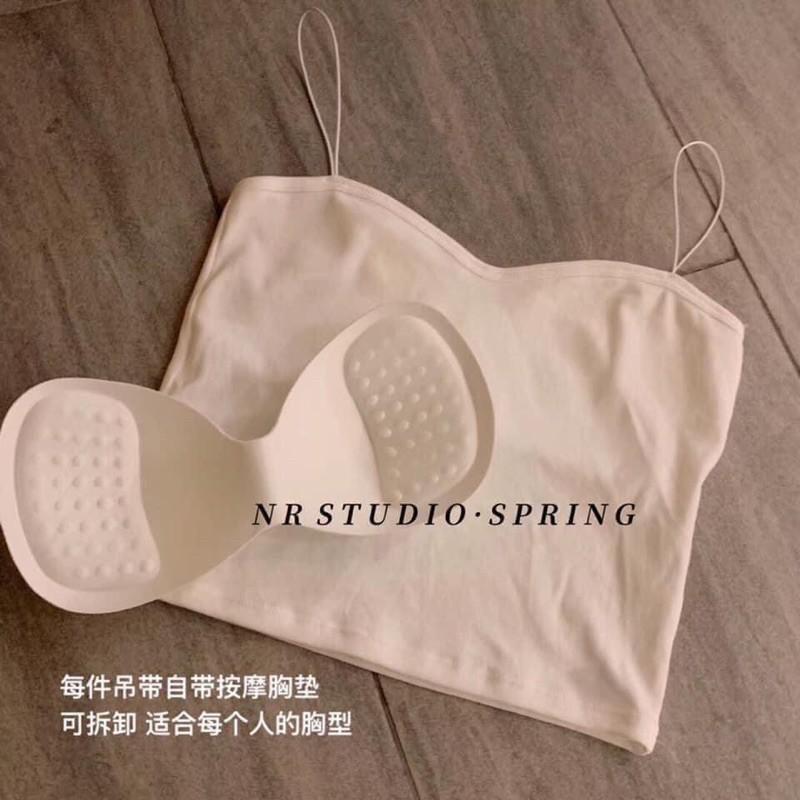 Áo 2 dây sợi bún chất cotton có đệm nâng ngực