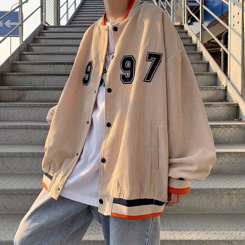 Áo Jacket Bombers 1997/ Áo Khoác KAKI Bomber Nhung Gân 1997 Áo Đẹp Như Ảnh Form rộng Unisex Nam Nữ Couple
