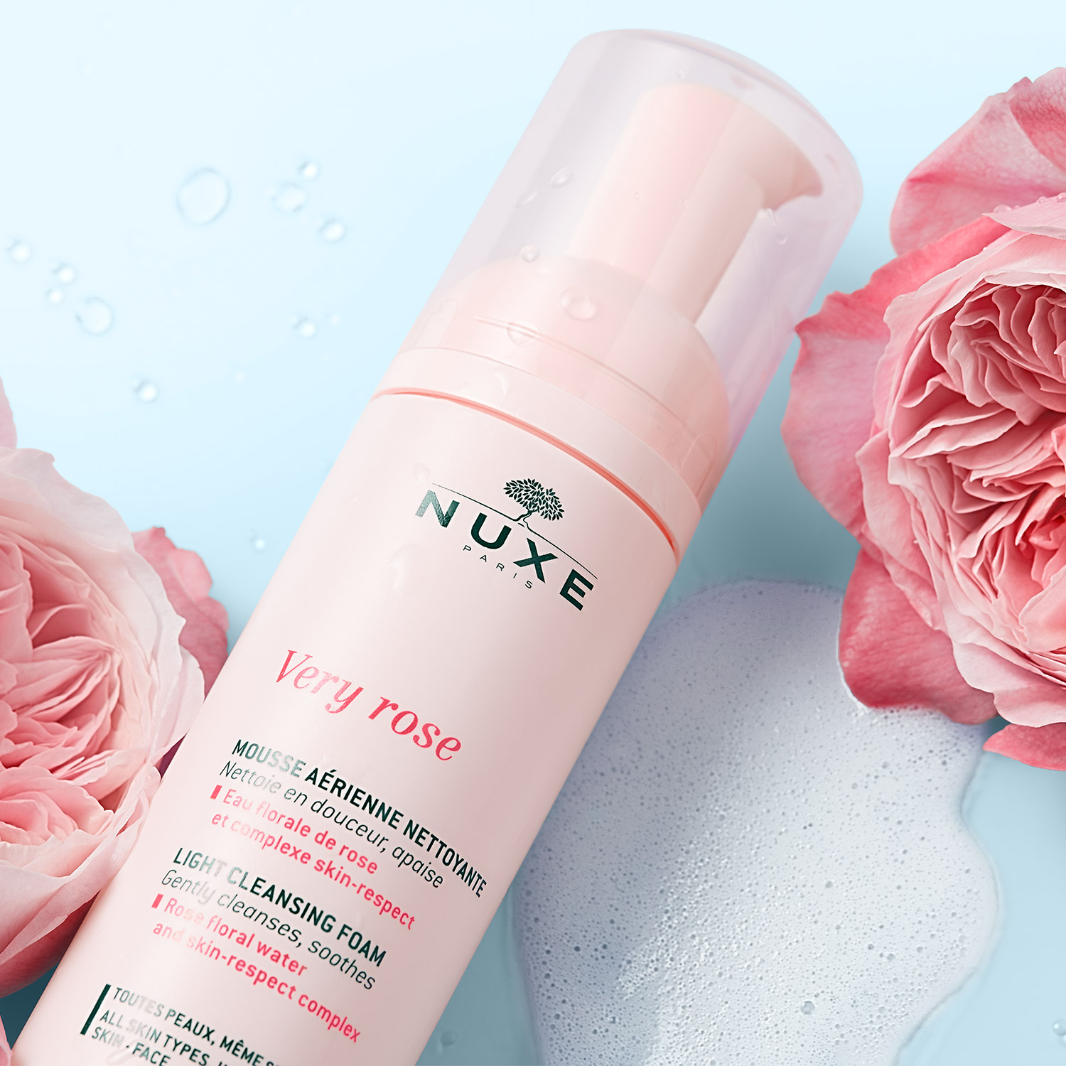 Sữa rửa mặt tạo bọt Nuxe Very Rose (150ml) - Tặng Móc Khóa