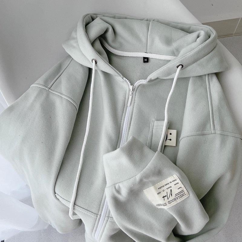 Áo Khoác Hoodie Unisex Zip Nỉ Bông ICON SAD :( màu MINT Nam nữ unisex/Áo hoodie dây kéo có mũ form rộng Jaystoree