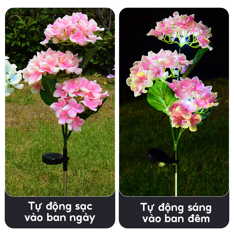 Đèn Trang Trí Năng Lượng Mặt Trời Hoa Cẩm Tú Cầu, Pin 600mAh, Sử Dụng Liên Tục Lên Tới 10h - DA3005