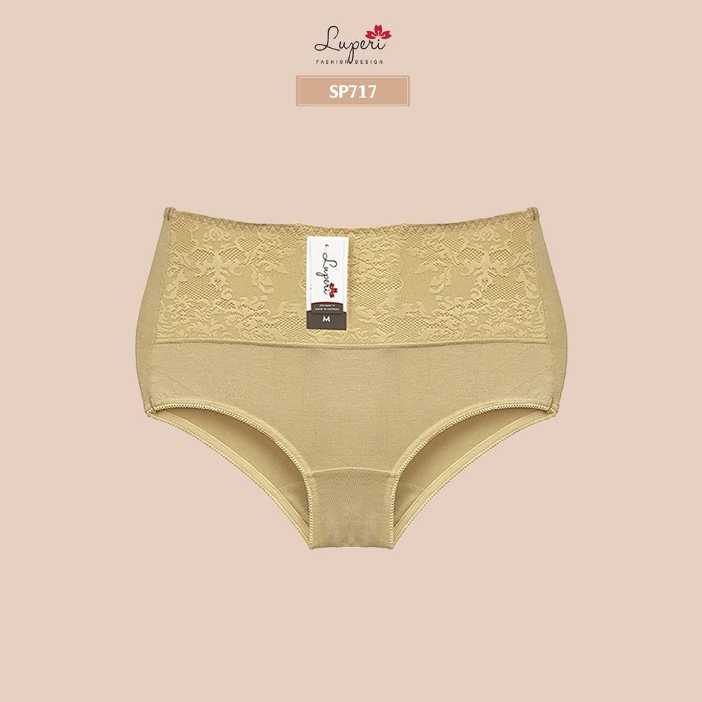 Quần Lót Nữ Cotton LUPERI SP717 Phối Ren Cạp Cao Định Hình Eo Thon Gọn Chất Liệu Mềm Mịn Co Giãn Kháng Khuẩn Khử Mùi