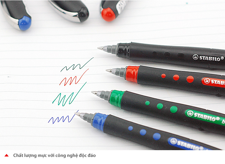 Bộ 4 Bút bi ký STABILO bl@ck+ M 1.0mm xanh+ đỏ+ đen+ xanh lá (BLKM-C4)