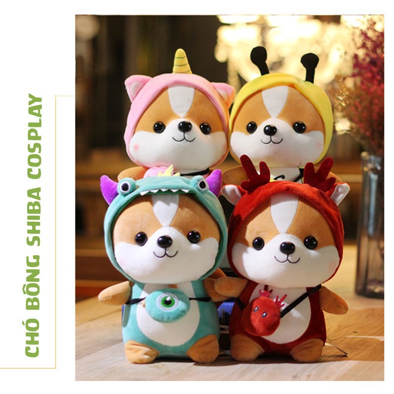 Gấu bông chó Shiba cosplay 25cm cao cấp - Đồ chơi thú nhồi bông chó Shiba cosplay bông gòn mềm mịn, bền đẹp, dễ sử dụng và an toàn cho trẻ nhỏ