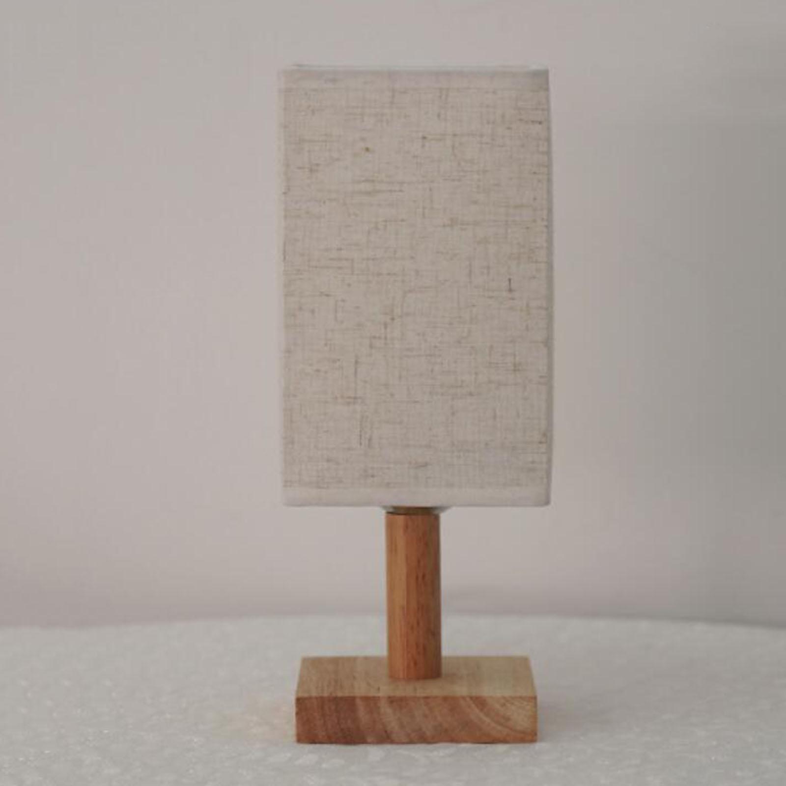 Bedside Table Lamp Decorative with Flaxen Fabric Shade Wood Base Warm White