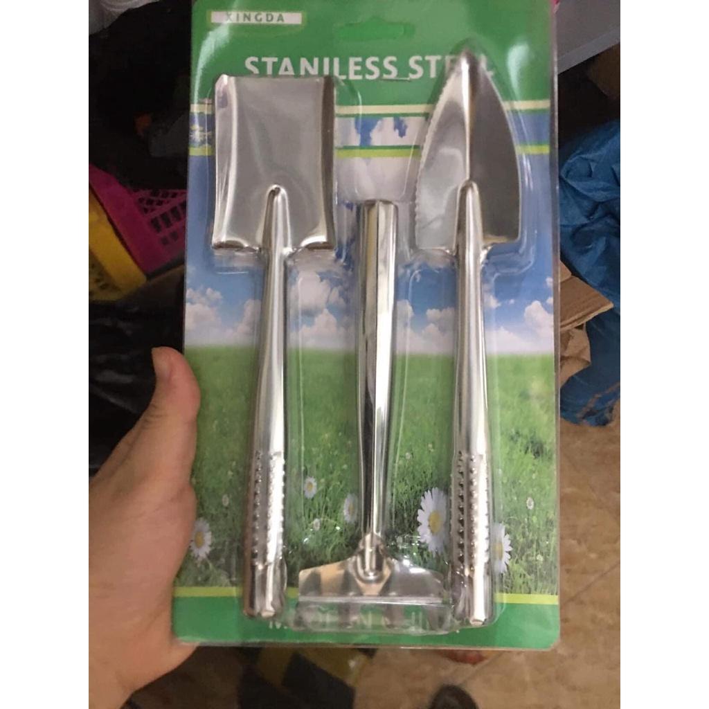 Bộ dụng cụ làm vườn 3 món inox  toàn thân cực đẹp