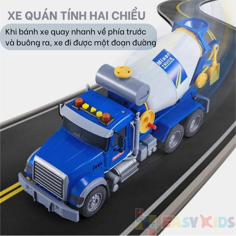 Xe Bồn Trộn Bê Tông Đồ Chơi Toystar Cho Bé, Xe Bê Tông Đồ Chơi Cỡ Lớn Có Đèn Nhạc