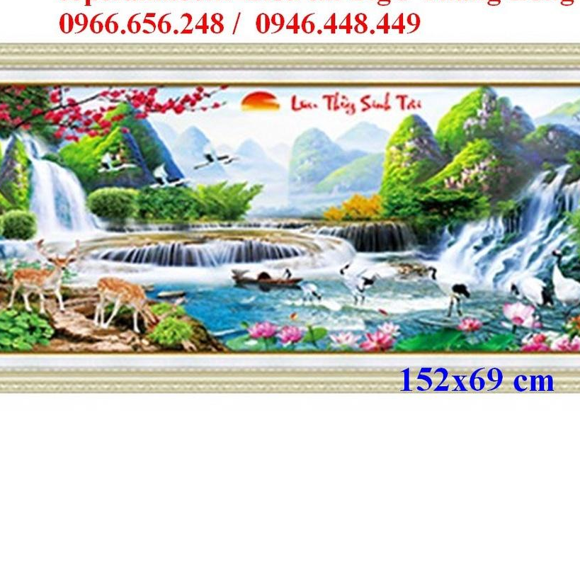 Tranh thêu chữ thập Lưu thủy sinh tài 88979 chưa thêu tranh 3D