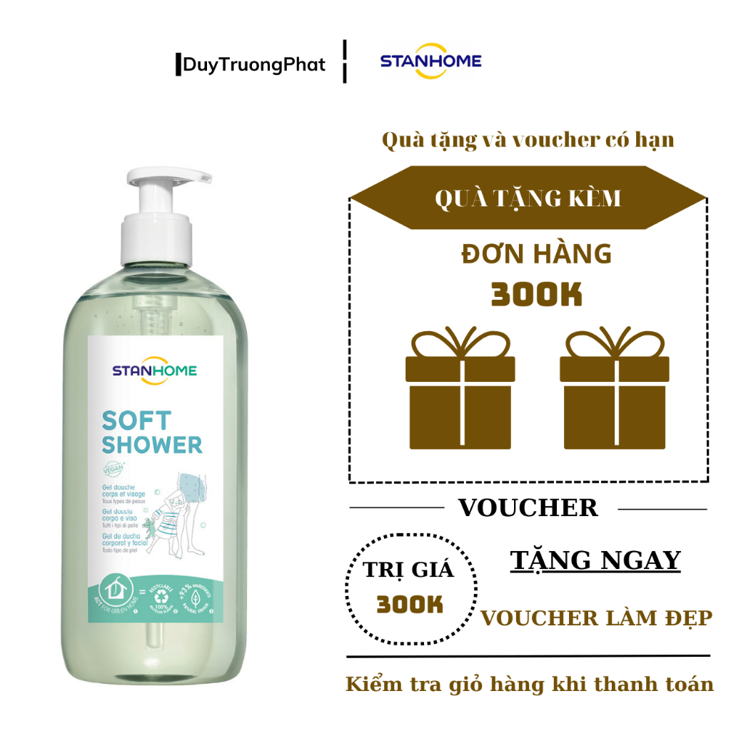 Sữa tắm, rửa mặt không xà phòng làm sạch cho da nhạy cảm Stanhome Soft Shower GelSữa tắm, rửa mặt không xà phòng làm sạch cho da nhạy cảm Stanhome Soft Shower Gel