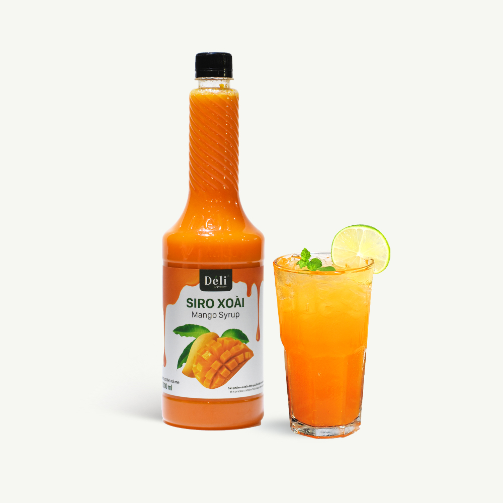 Siro xoài Déli chai 1lit, HSD: 12 tháng Nguyên liệu pha chế trà trái cây, soda,...