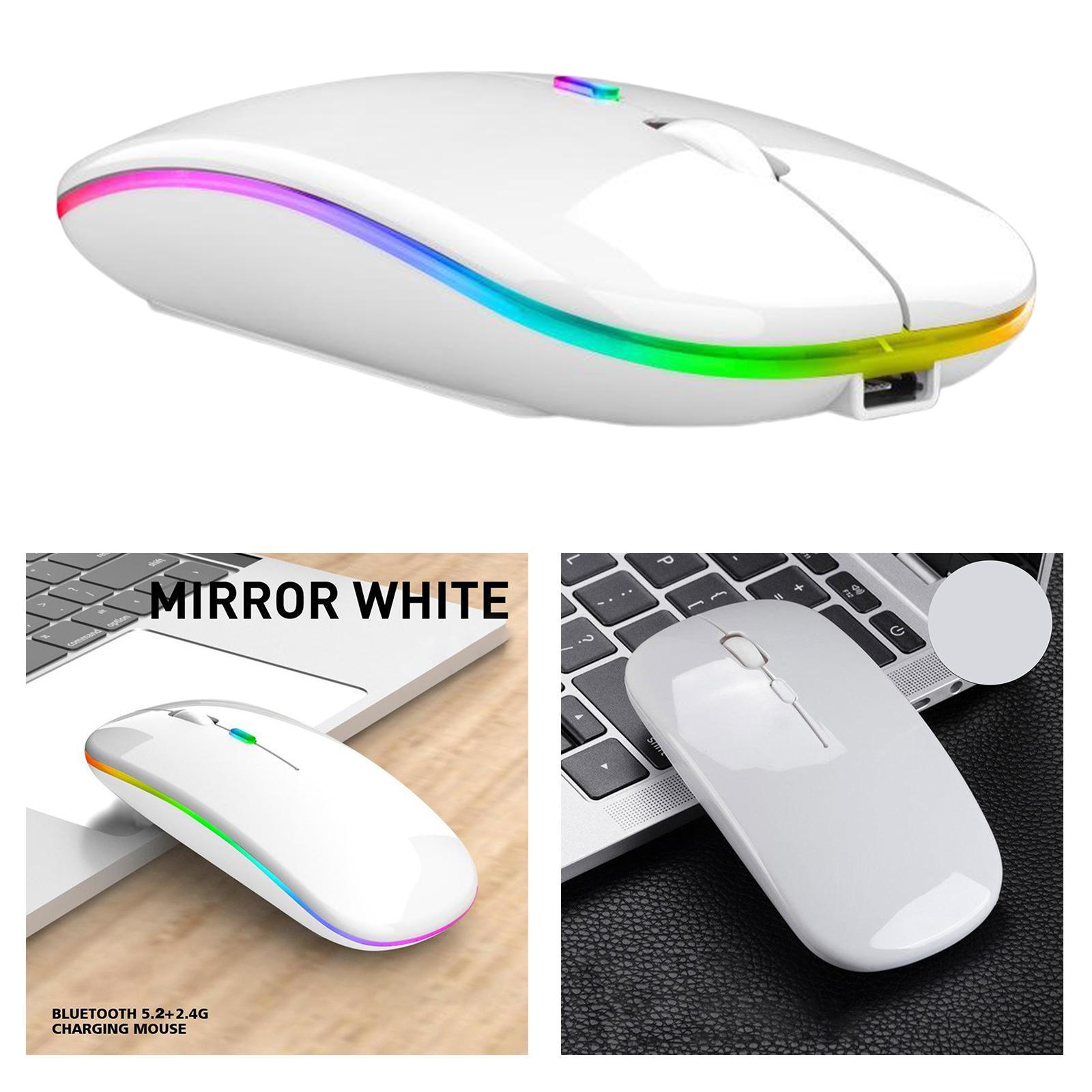 Silent LED Wireless Mouse Rechargeable Optical Office Laptop White