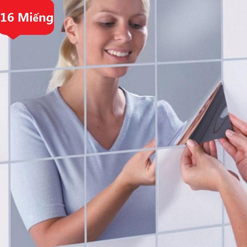 【Có hàng sẵn】1 BỘ 16 MIẾNG 15cm*15cm*2mm GƯƠNG DÁN TƯỜNG THÔNG MINH