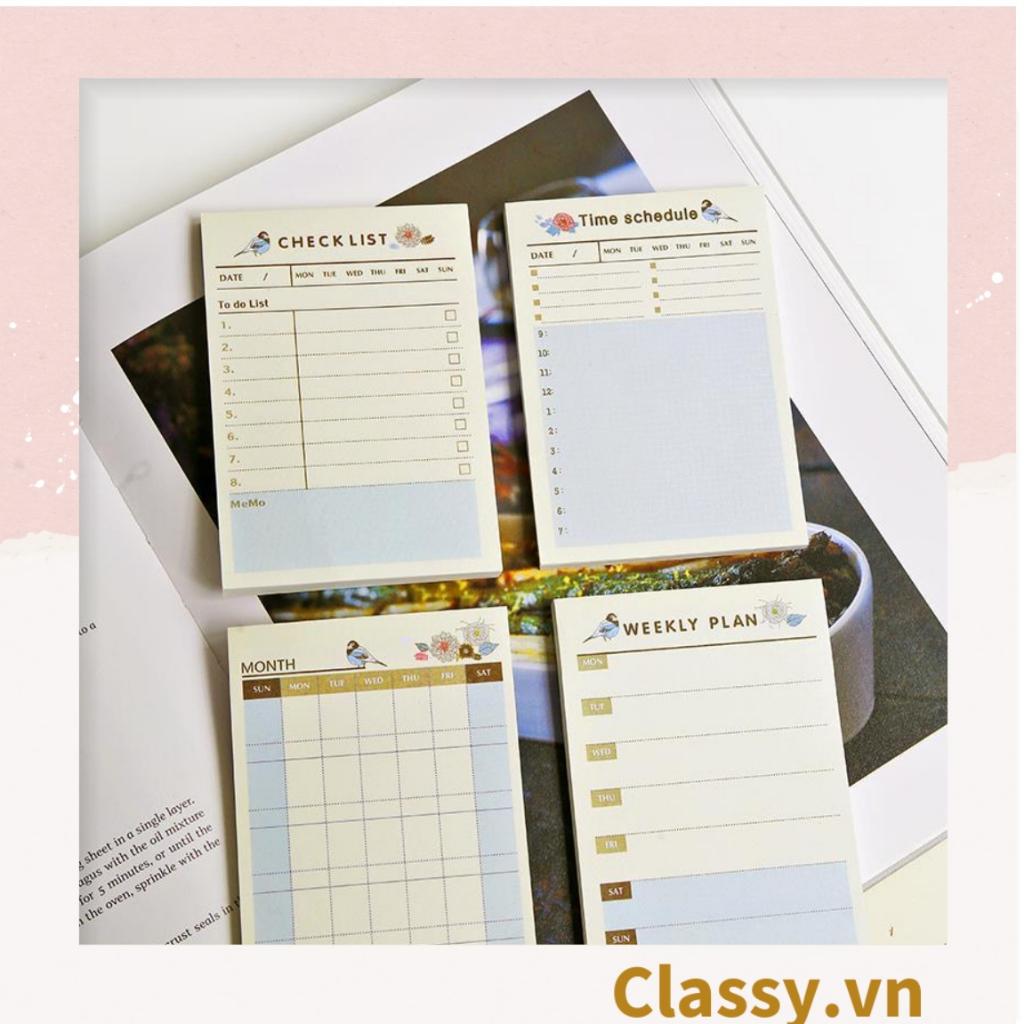 60 miếng Classy Planner và Checklist phiên bản layout tuần, tháng chia khung cho học sinh, nhân viên văn phòng PK1723