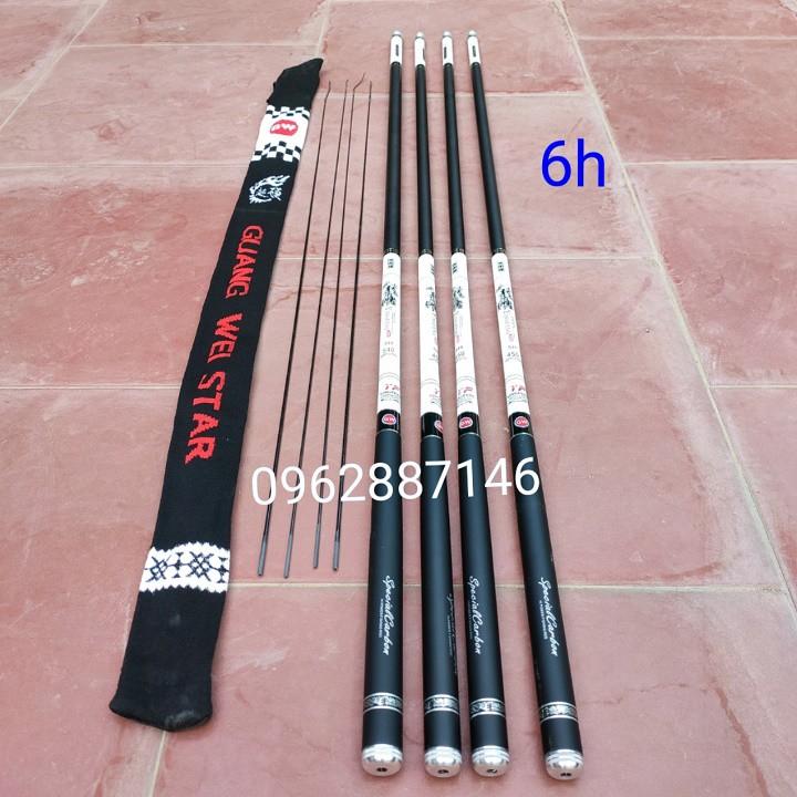 Cần câu tay gw 6H catbon xoắn tặng ngọn phụ