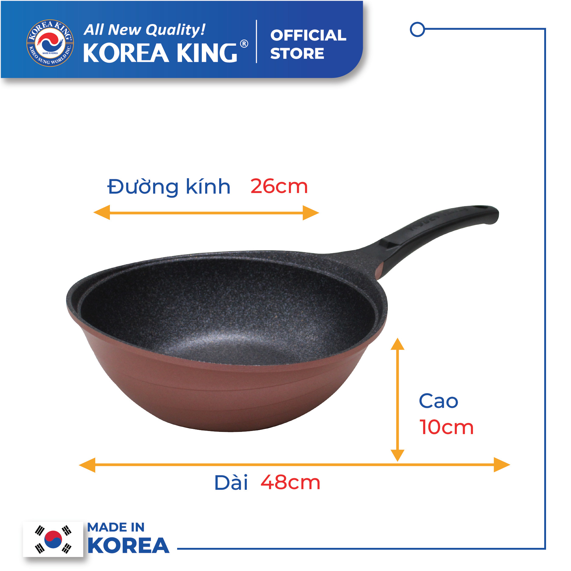 Combo 2 chảo sâu, cạn Colormic Korea King (1 chảo cạn 20cm và 1 chảo sâu 26cm)-Hàng chính hãng