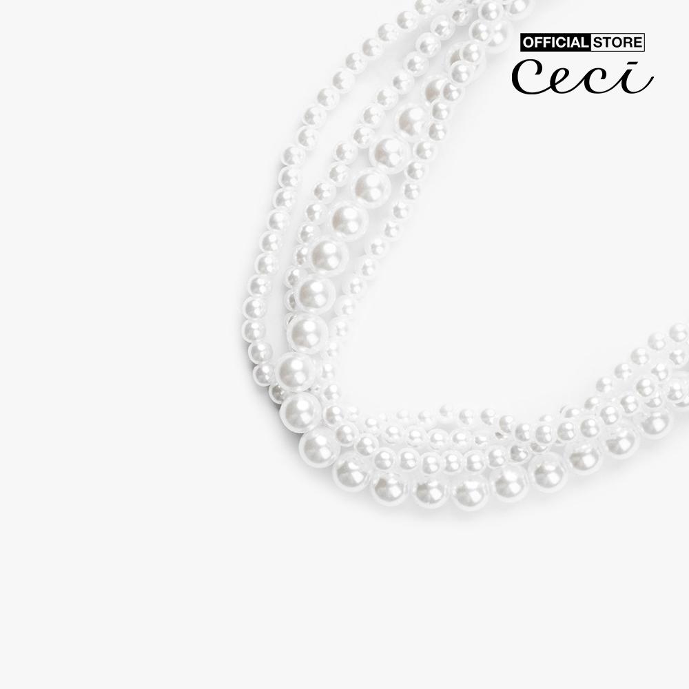 CECI - Dây chuyền nữ sợi ngọc trai 4 tầng thanh lịch CC4-02000117-03