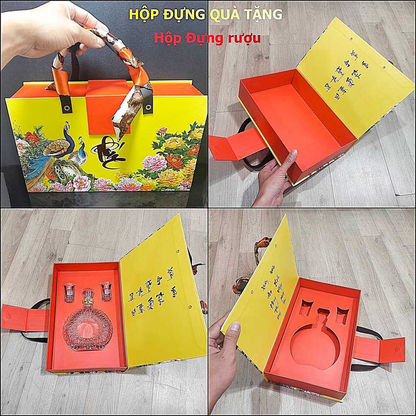 Hộp Đựng Quà Tặng cao cấp (36x23x8,5cm) – Hộp Quà Tặng có quai xách – Hộp Đựng Chai Rượu ,trà, cafe, mứt, kẹo