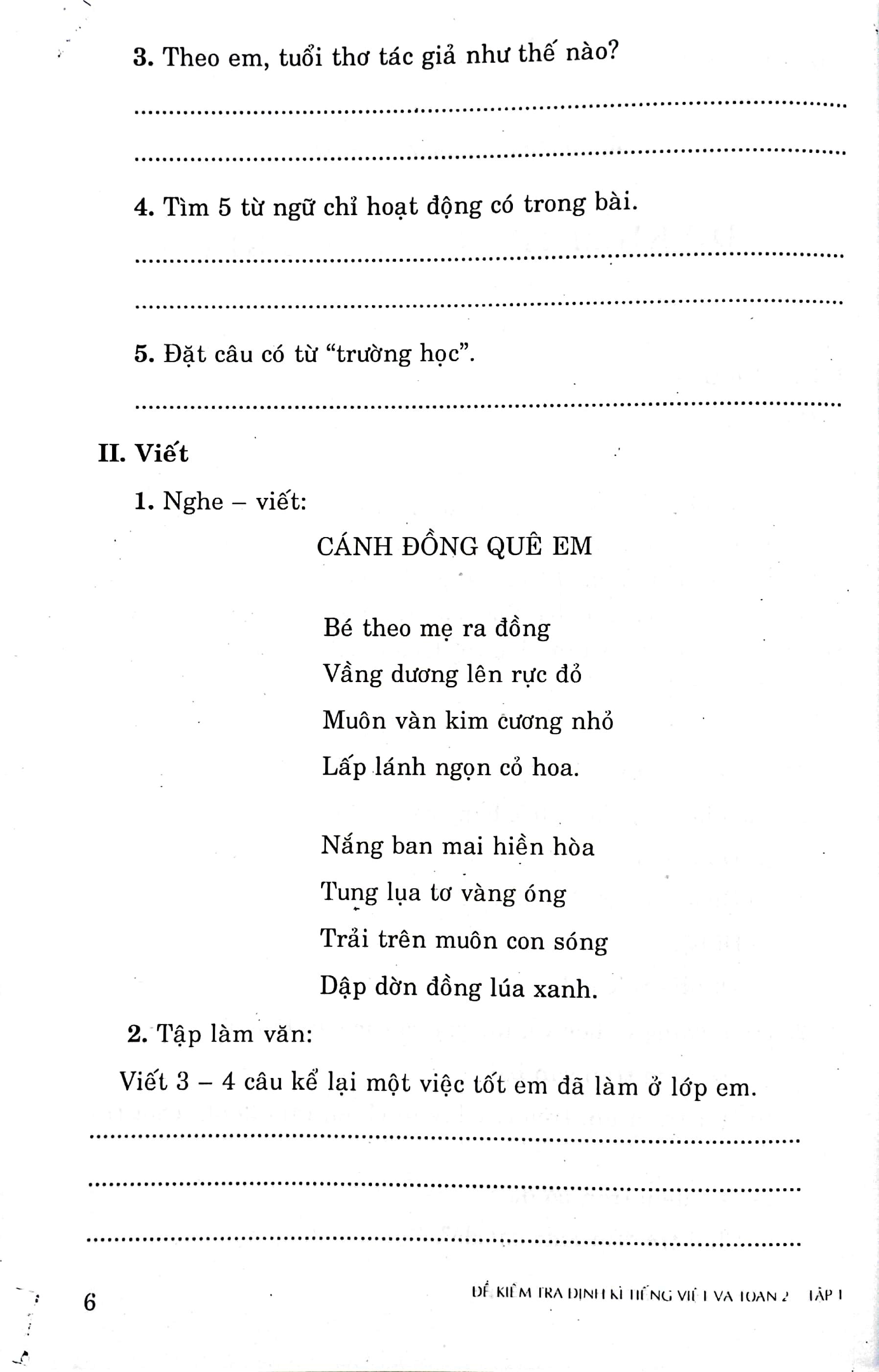 Đề Kiểm Tra Định Kỳ Tiếng Việt Và Toán 2 - Tập Một