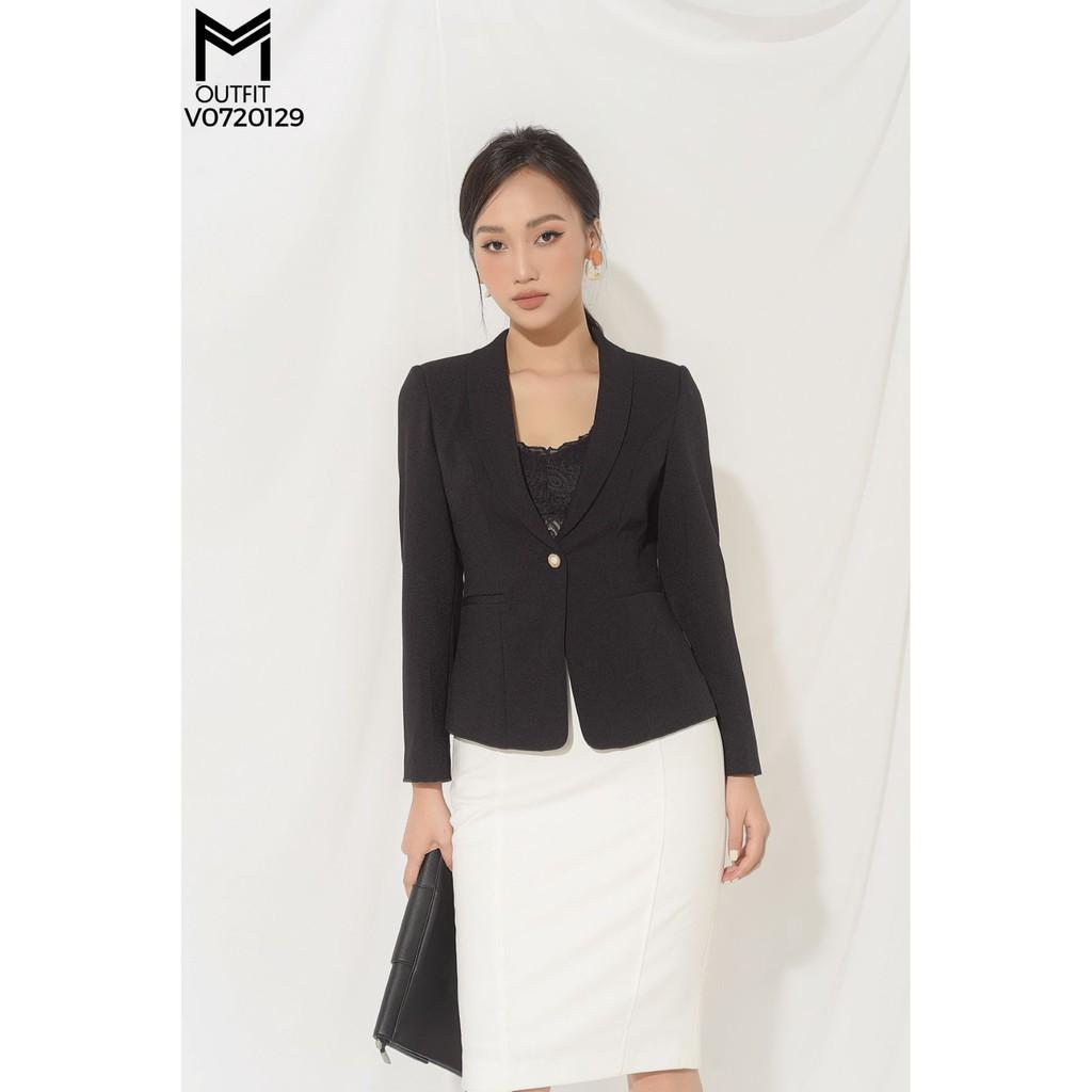 Vest cổ bẻ tay dài một cúc ngọc MMoutfit V0720129
