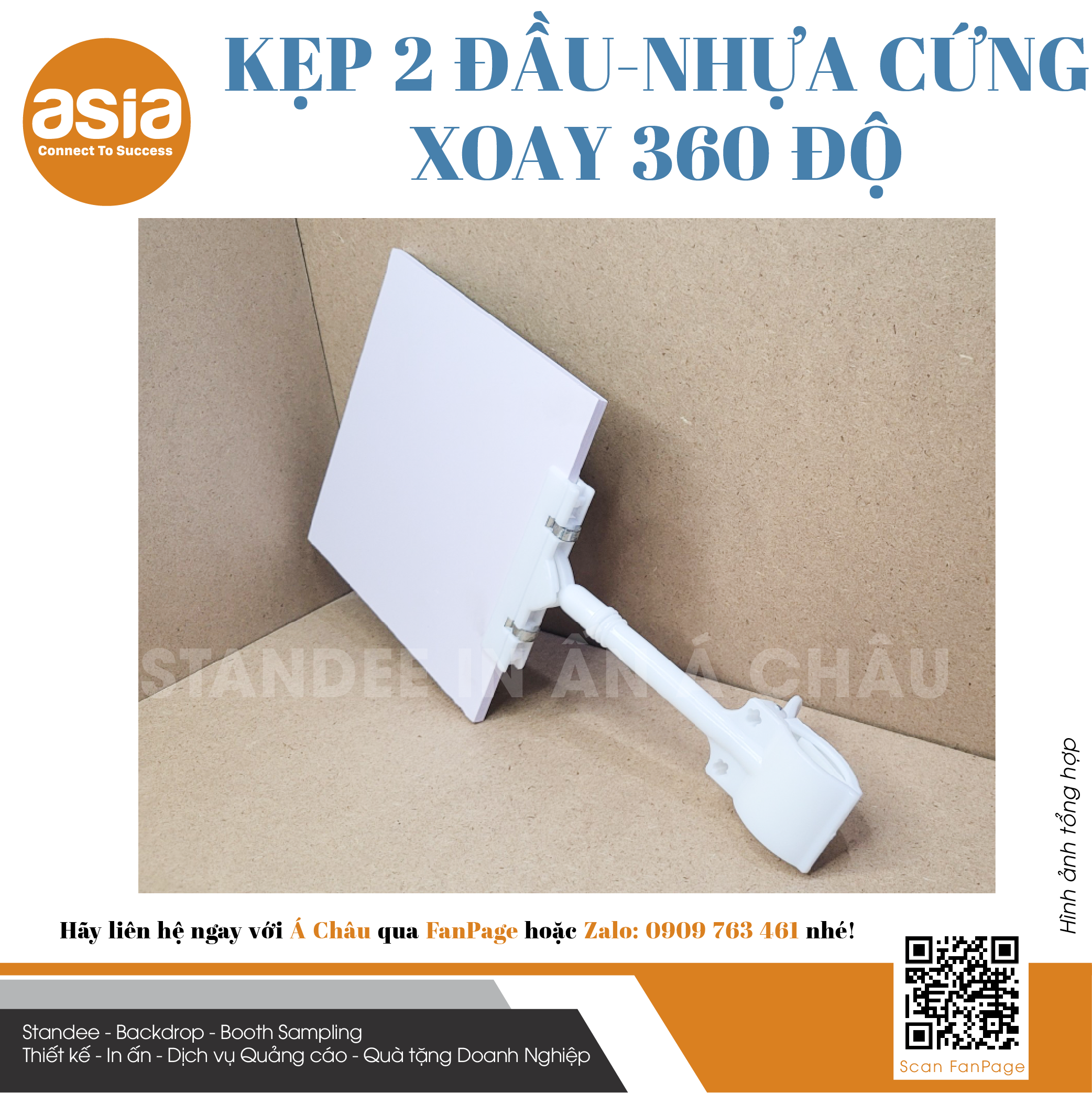 Kẹp wobbler 2 đầu thẳng, xoay 360 độ, Giao màu ngẫu nhiên