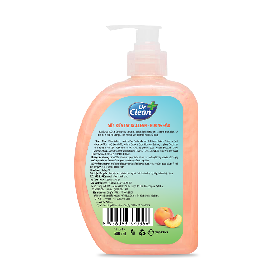 Sữa Rửa Tay Dr. Clean - Đào (500ml)