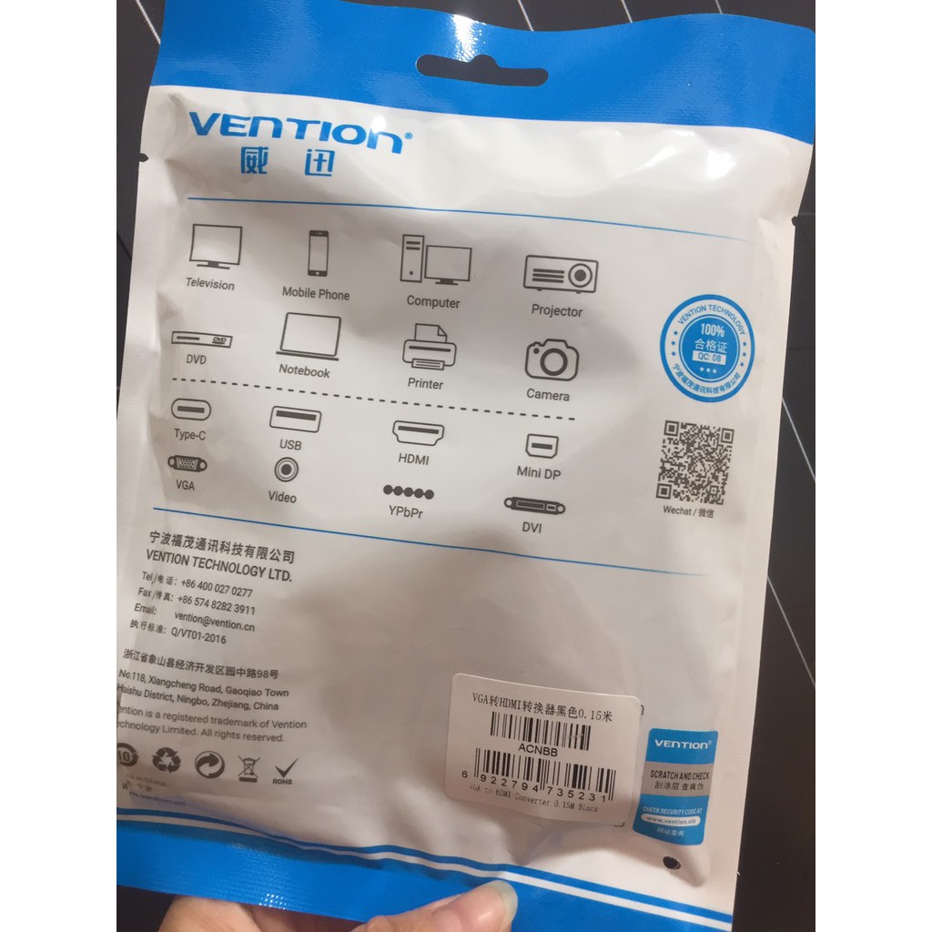 Đầu chuyển đổi tín hiệu VGA ra HDMI Vention ACNB - Hàng chính hãng