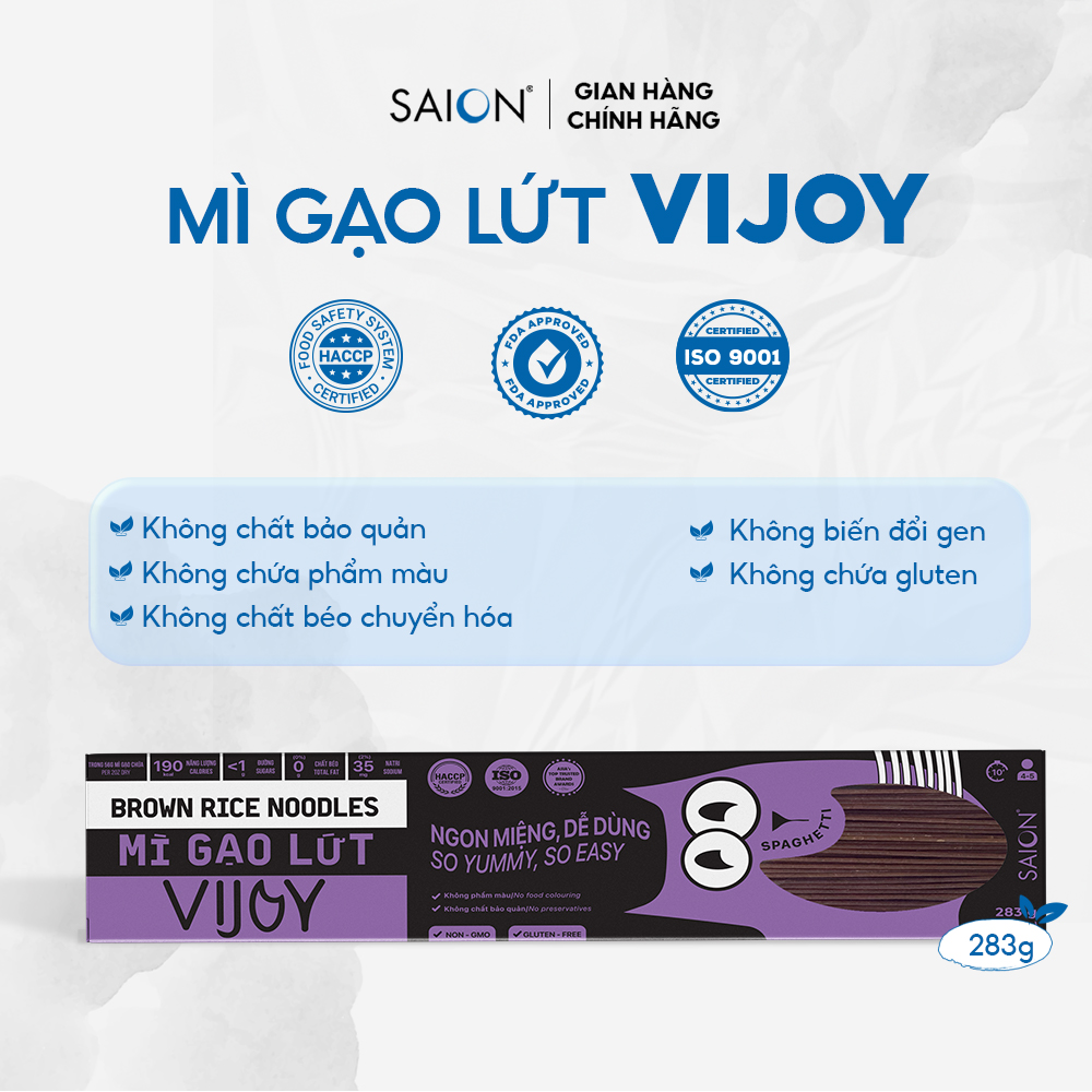 Mì Gạo Lứt Spaghetti VIJOY Thuần nhiên Tiện lợi Hộp 283g