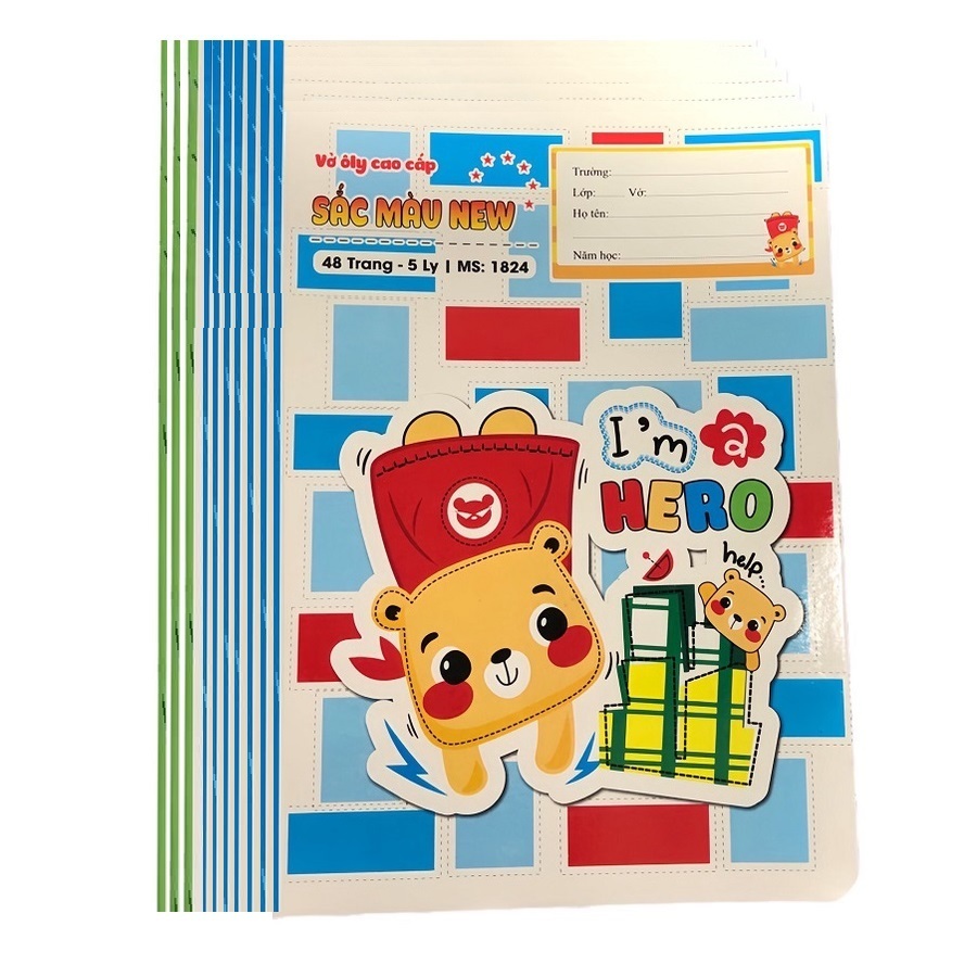 Lốc 10 vở 5 ô ly cao cấp Hải Tiến 48 trang Cấp 1 I Vở dùng cho học sinh Tiểu học Sắc màu 1824